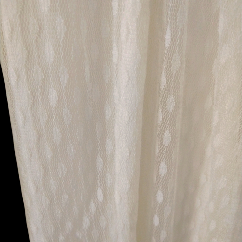 NWT Nina Leonard Dress L Sheer Mock Neck Long Sleeve Dotted Overlay In Ivory - Picture 5 of 10